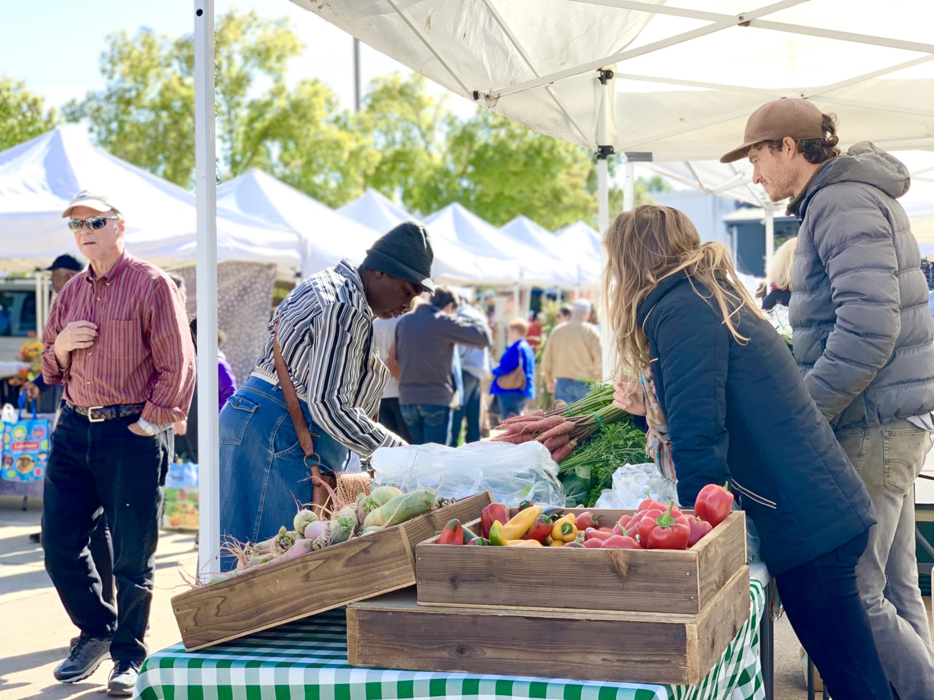 Ireland Farms greets Market shoppers.